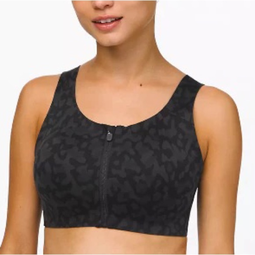 lululemon athletica Black Charcoal Front-Zip Sports Bra